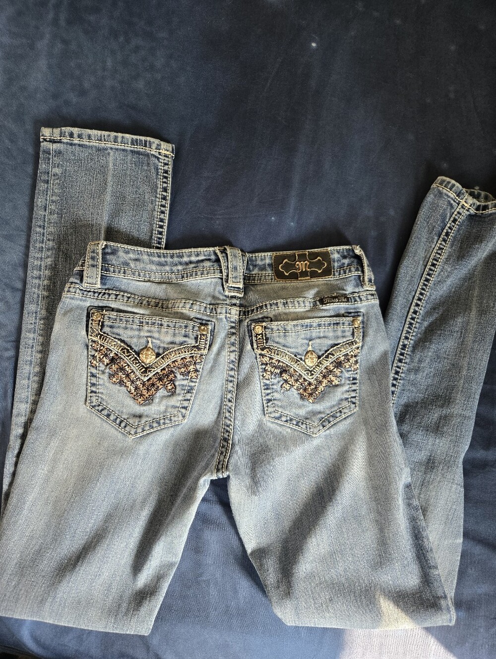 Miss Me Straight Leg Embellished Light Blue Women's Jeans